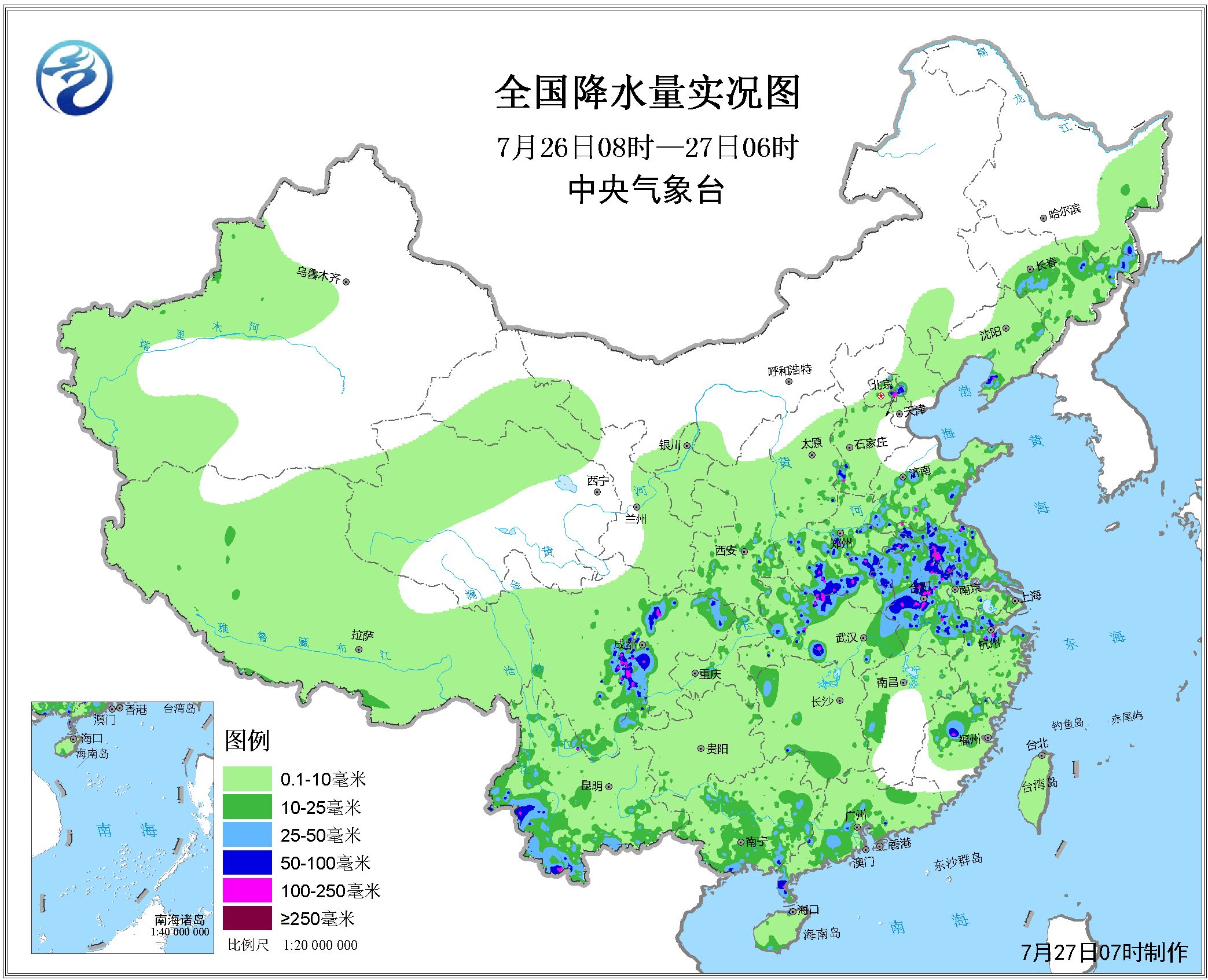 昨日河南湖北江苏安徽浙江等地出现分散性大到暴雨图片